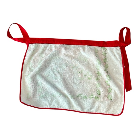 VTG Christmas Half Aprons Lot of 3 Terry Cloth Red Green Tie Back Santa Snowman - Picture 10 of 16